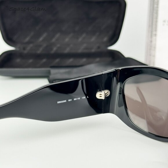 BRAND NEW Balenciaga BB0329S 003 Black Grey Geometric Unisex Sunglasses main image 8